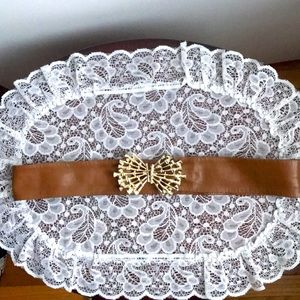 vintage leather Belt w/ Starburst Metal Buckle